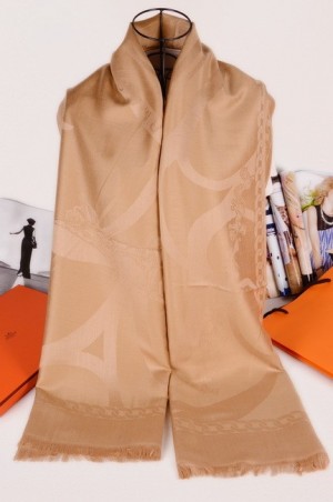 Fake Hermes Silk Shawl Beige RS04852