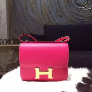 Hermes Constance 18cm Epsom Calfskin Original Leather Handstitched Gold Hardware, Rose Tyrien E5 RS17175