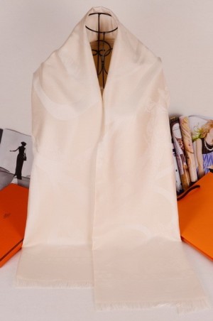 Imitation Hermes Silk Shawl Creamy White RS20521