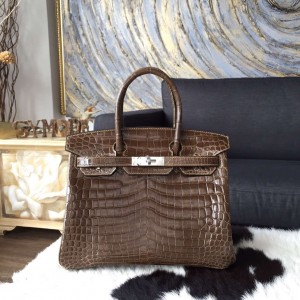 Replica Hermes 30cm Shiny Alligator Crocodile Birkin Gold Hardware Handstitched, Vert Veronese 6H RS10621