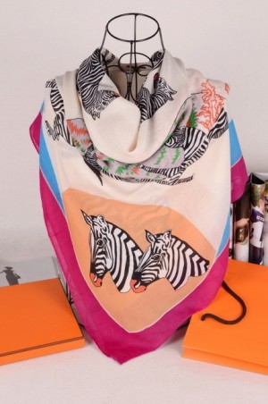 Replica Hermes Zebra Silk Scarf White RS17066