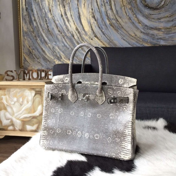 Hermes Birkin 25cm Ombre Natural Lizard Skin Palladium Hardware